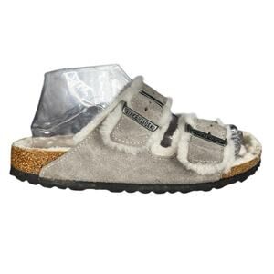 Birkenstock Unisex Arizona  Grey Suede Wool Felt Sandal Size M 6 W 8
